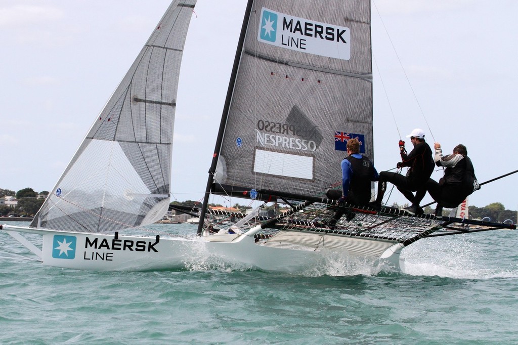 Maersk - 18ft skiff Nationals - Day 1, January 19, 2013 photo copyright Richard Gladwell www.photosport.co.nz taken at  and featuring the  class