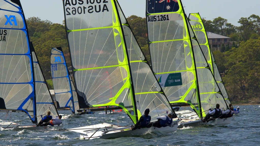 Combined 49er & 49erFX Starting Line - Zhik NSW and ACT 9er State Championships photo copyright David Price taken at  and featuring the  class
