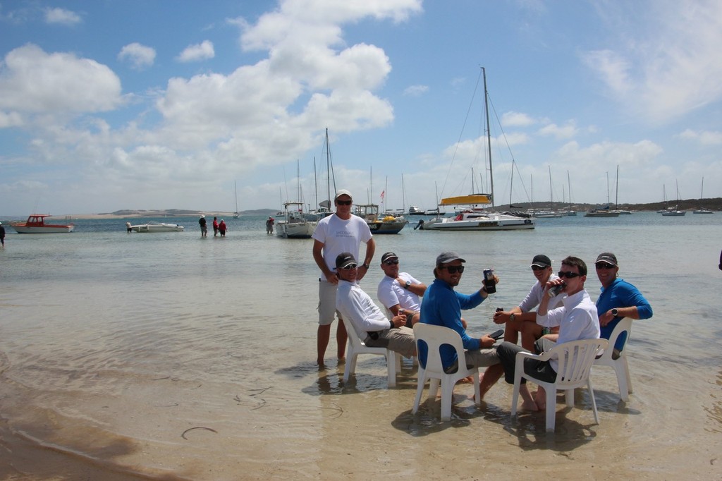 The sailors winding down on the beach at Spalding Cove for 'Megga's Barbecue' - 2013 Lexus Lincoln Regatta Week photo copyright Janine Kemp taken at  and featuring the  class