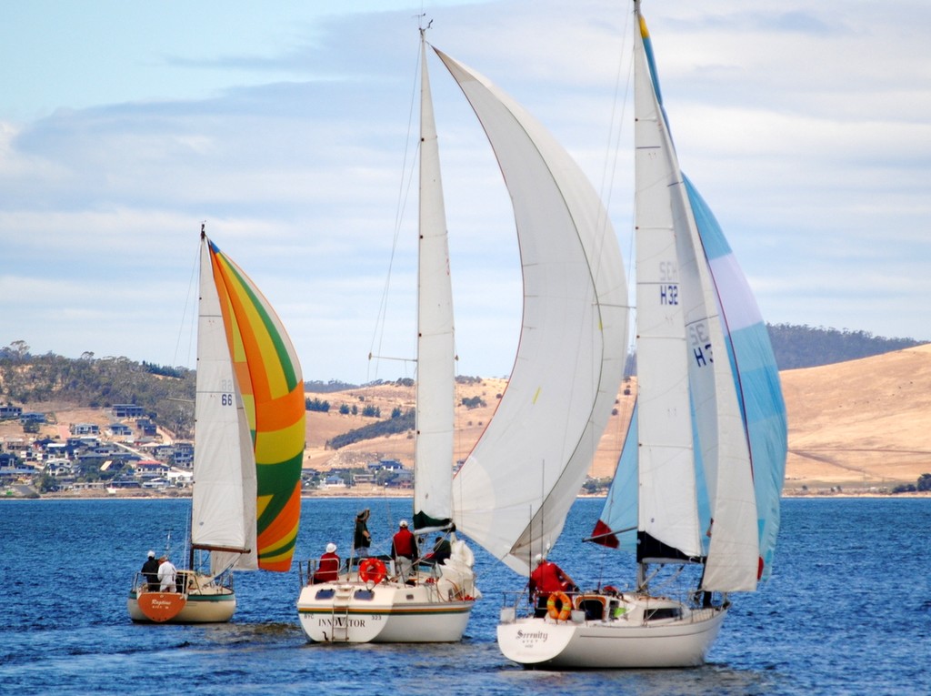 Group 6 yachts heading down the Derwent today © Peter Campbell