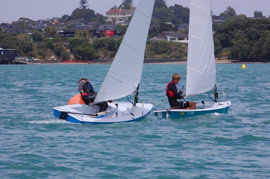 Close mark rounding by George Gautrey, Wellington and William Linkhorn, Auckland during the finals of the Starling Match Racing regatta photo copyright Brian Peet taken at  and featuring the  class