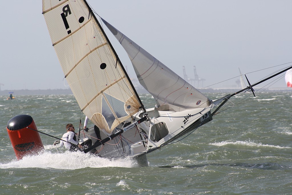 Team Architects losing it at the bottom mark - 12ft Skiff Interdominions - Races 6 and 7 photo copyright Richard Billett taken at  and featuring the  class