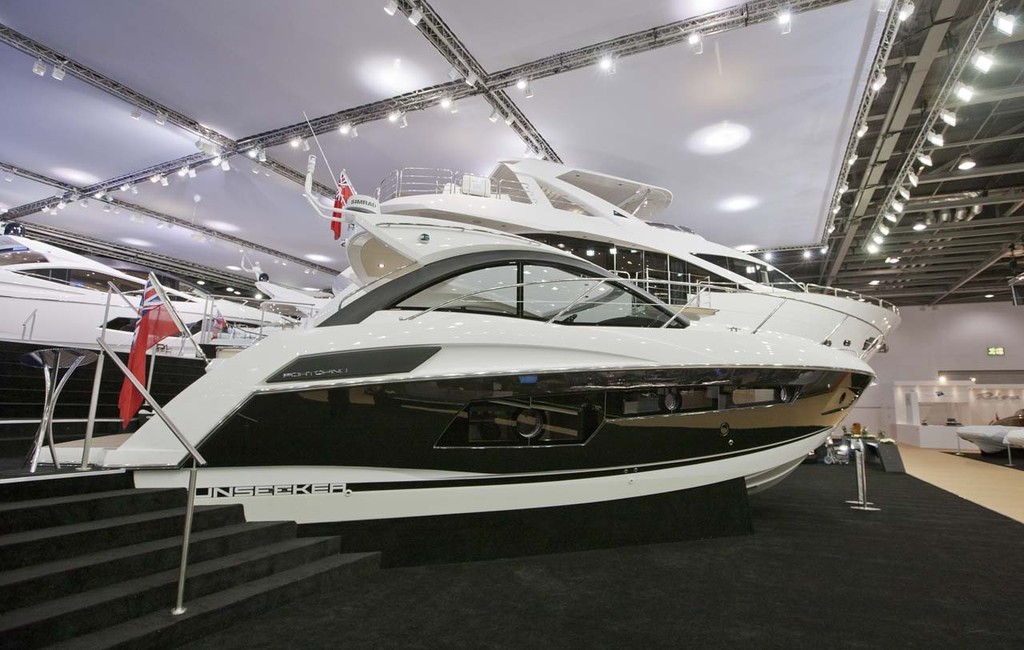 The Sunseeker stand at the Tullett Prebon London Boat Show, ExCeL, London. photo copyright onEdition http://www.onEdition.com taken at  and featuring the  class