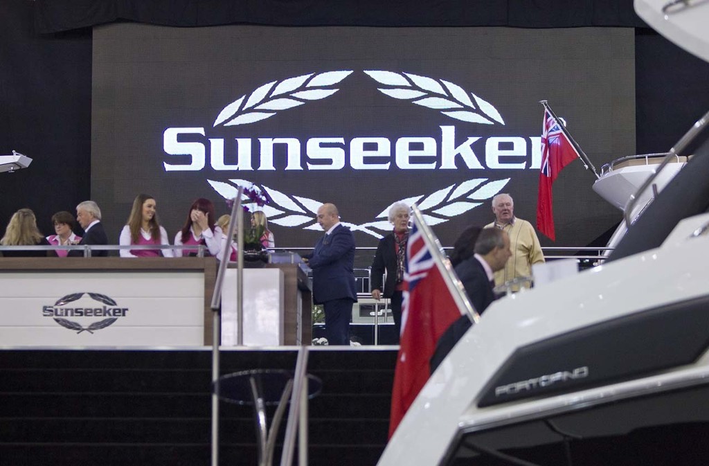 The Sunseeker stand at the Tullett Prebon London Boat Show, ExCeL, London. photo copyright onEdition http://www.onEdition.com taken at  and featuring the  class