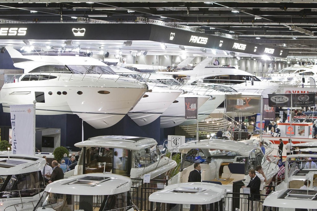 The Princess Yachts stand at the Tullett Prebon London Boat Show, ExCeL, London. photo copyright onEdition http://www.onEdition.com taken at  and featuring the  class