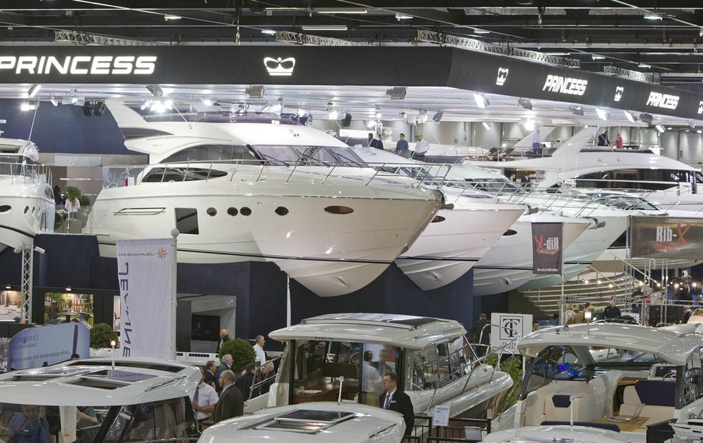 The Princess Yachts stand at the Tullett Prebon London Boat Show, ExCeL, London. photo copyright onEdition http://www.onEdition.com taken at  and featuring the  class