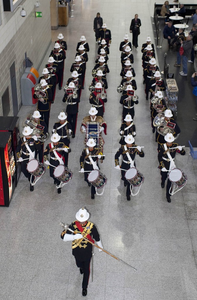The Band of Her Mayesty’s Royal Marines, Portsmouth open the 2013 Tullett Prebon London Boat Show, ExCeL, London today. - 2013 London Boat Show © onEdition http://www.onEdition.com