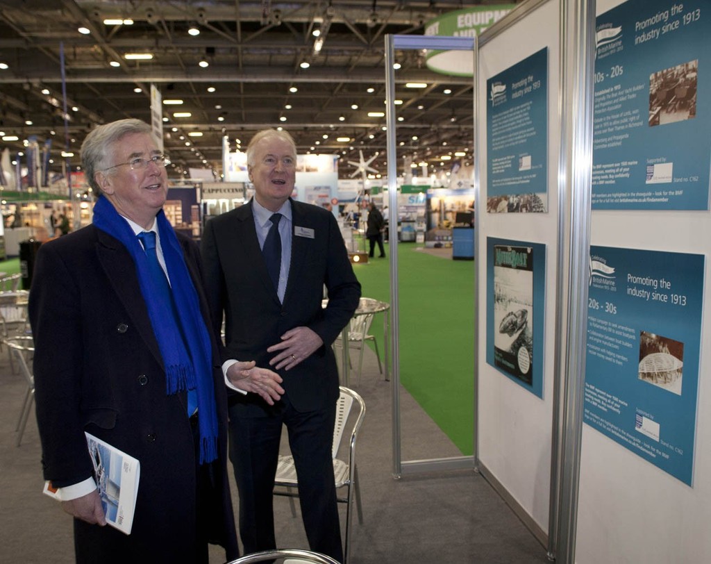 Michael Fallon the Minister for Business  and Howard Pridding the CEO of the British Marine Federation at the Tullett Prebon London Boat Show, ExCeL, London. photo copyright onEdition http://www.onEdition.com taken at  and featuring the  class