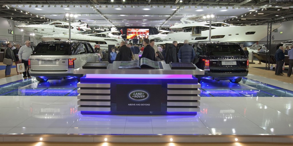 The Land Rover stall, at the Tullett Prebon London Boat Show, ExCeL, London. photo copyright onEdition http://www.onEdition.com taken at  and featuring the  class
