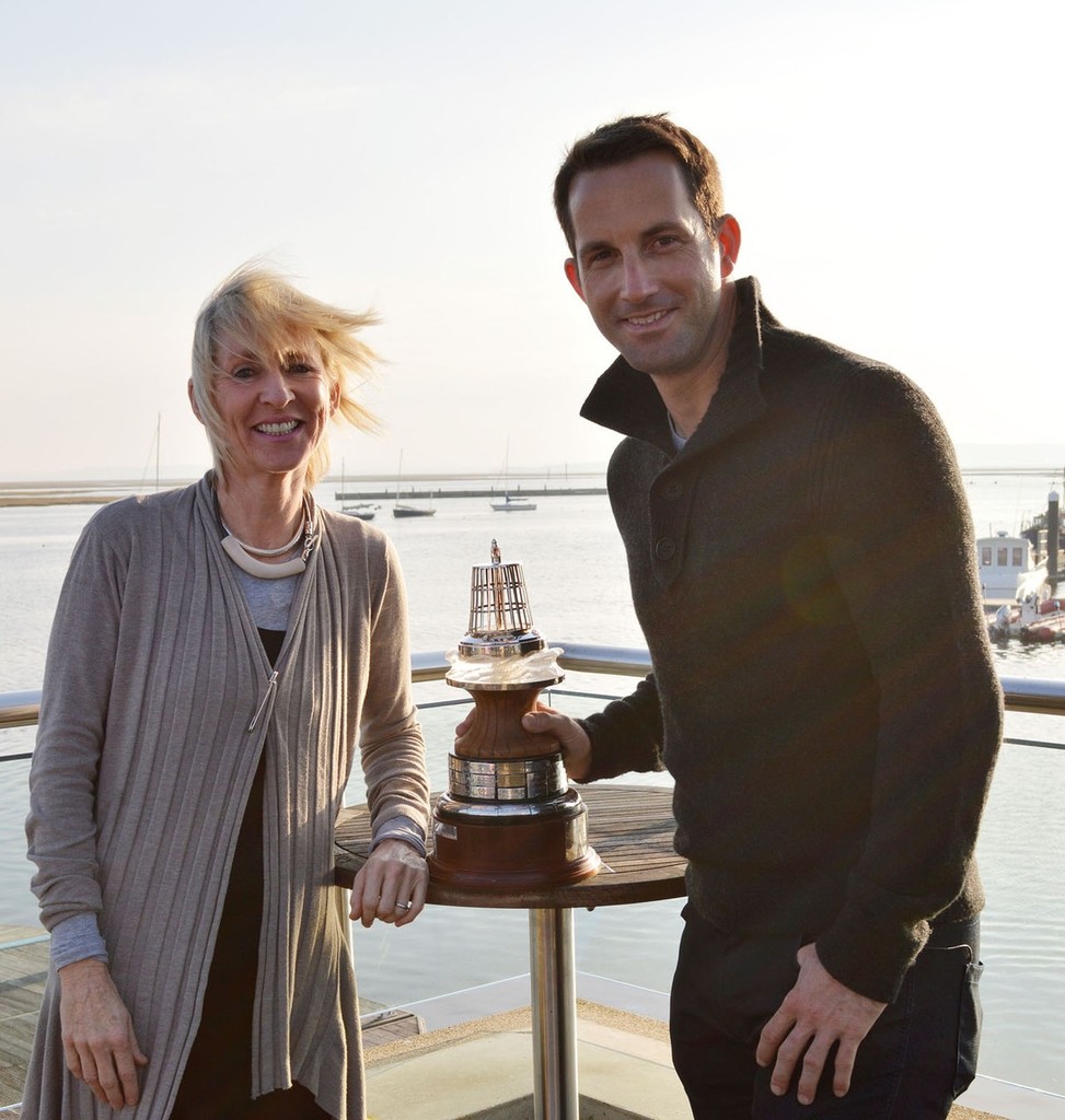 Sir Ben Ainslie - 2012 YJA Pantaenius Yachtsman of the Year award winner, photographed at the Royal Lymington Yacht Club where the presentation was made on behalf of the Yachting Journalists’ Association by  lady Pippa Blake and YJA Chairman Bob Fisher.<br />
 © Barry Pickthall/PPL http://www.pplmedia.com
