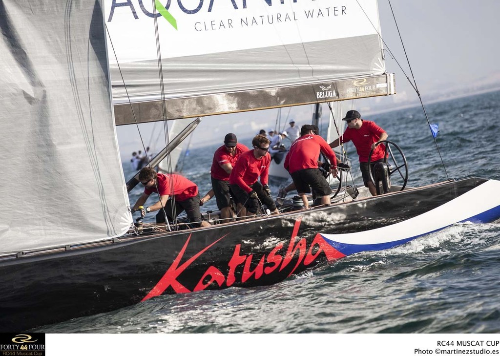 Andy Horton at the helm of Katusha - 2013 RC44 Oman Cup photo copyright RC44 Class/MartinezStudio.es taken at  and featuring the  class