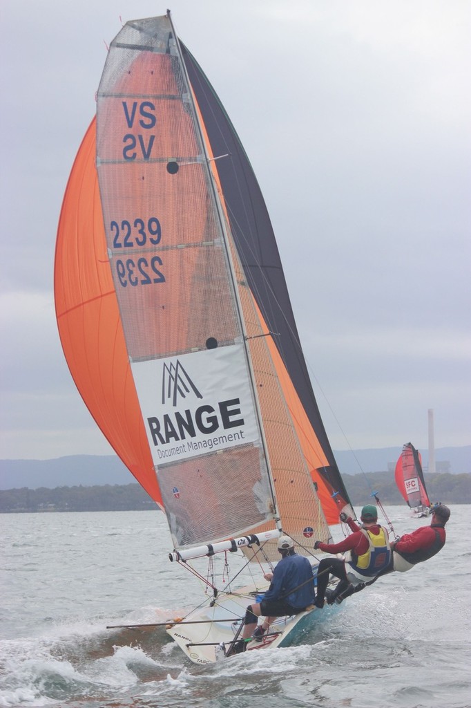 Range Chases SFC downhil In 2012'13 Aust Champs - VS 15' Skiff 2012/13 68th Australian Championship, South Lake Macquarie photo copyright Joesph Ferguson taken at  and featuring the  class