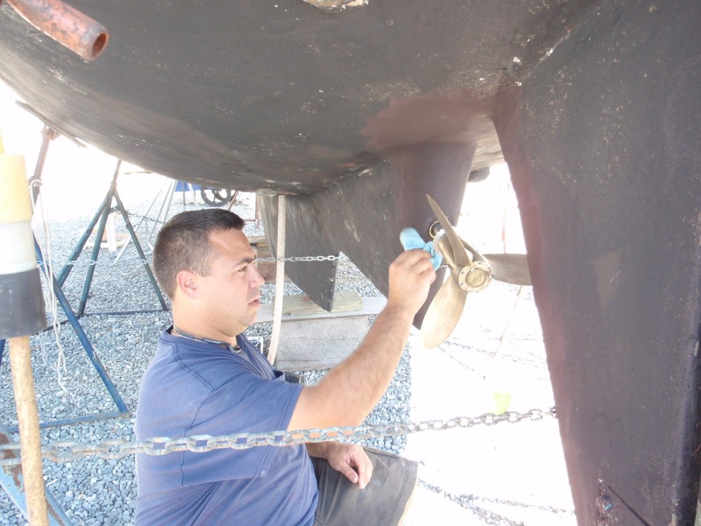 Ten year refit - checking the propeller photo copyright  SW taken at  and featuring the  class