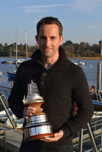 Sir Ben Ainslie - 2012 YJA Pantaenius Yachtsman of the Year award winner, photographed at the Royal Lymington Yacht Club where the presentation was made on behalf of the Yachting Journalists’ Association by  lady Pippa Blake and YJA Chairman Bob Fisher.<br />
 © Barry Pickthall/PPL http://www.pplmedia.com