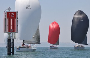 Division Two leaders come back down the Corio Bay course under kite. - Audi IRC Australian Championships photo copyright  John Curnow taken at  and featuring the  class