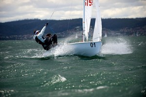 Lachlan and Thomas Racing upwind in the 420 National Titles 2013 photo Dane Lojek photo copyright North Sails http://www.northsails.com/ taken at  and featuring the  class
