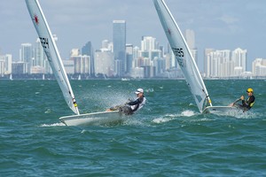Tight racing at ISAF Sailing World Cup Miami 2013 photo copyright US Sailing http://www.ussailing.org taken at  and featuring the  class