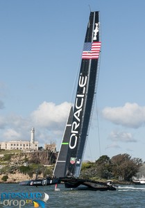 Artemis Racing and Oracle Team USA - San Francisco - February 8, 2013 photo copyright Erik Simonson www.pressure-drop.us http://www.pressure-drop.us taken at  and featuring the  class