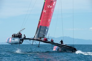 Emirates Team New Zealand's second AC72, NZL5 goes for it's first shake down sail. 12/2/2013 - Emirates Team NZ - AC72 Aotearoa February 12, 2013 photo copyright Chris Cameron/ETNZ http://www.chriscameron.co.nz taken at  and featuring the  class