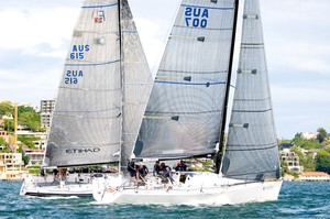 Edake (foreground) and Estate Master - 2013 Farr 40 NSW State Titles photo copyright Dane Lojek/Farr 40 http://www.farr40.asn.au/ taken at  and featuring the  class