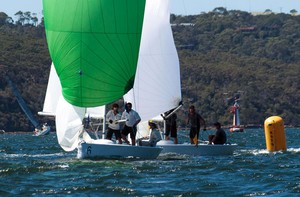 David Chapman leading David Gilmour on Sydney Harbour - 2013 Hardy Cup photo copyright Raoul de Ferranti taken at  and featuring the  class