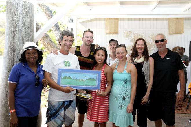 Ruth Phillips from Caribbean Insurers presents Hammertime II with Racing Class prize © William Torrillo