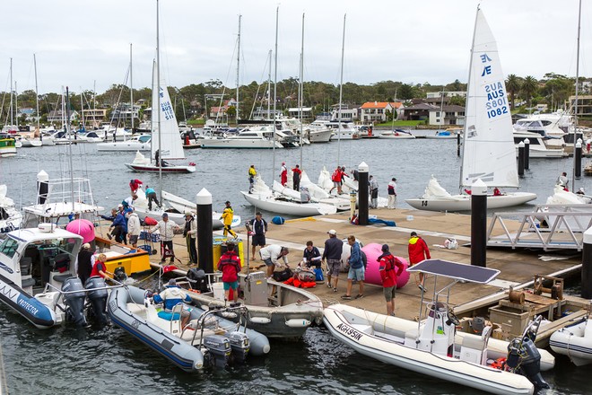Abundant activity as the volunteers and sailors alike get set for racing. - 2013 Etchells NSW Championship © Kylie Wilson Positive Image