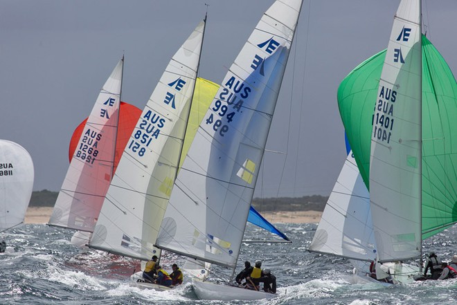 Hard work, but great fun in the 2013 Etchells NSW State Championship. - 2013 Etchells NSW State Championship © Kylie Wilson Positive Image - copyright http://www.positiveimage.com.au/etchells