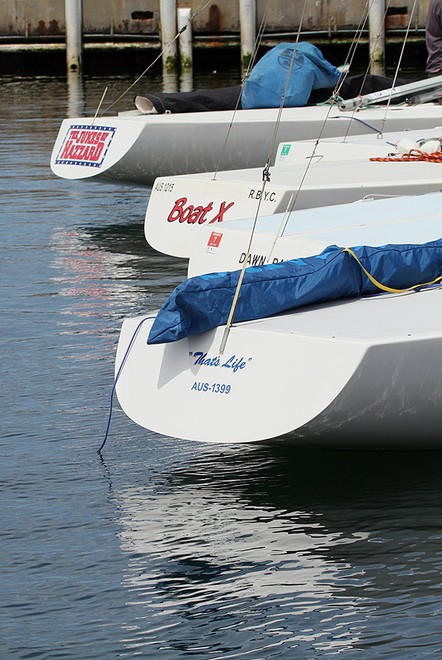 Etchells lie in waiting for action at Royal Brighton Yacht Club. - Etchells NSW Championship ©  John Curnow