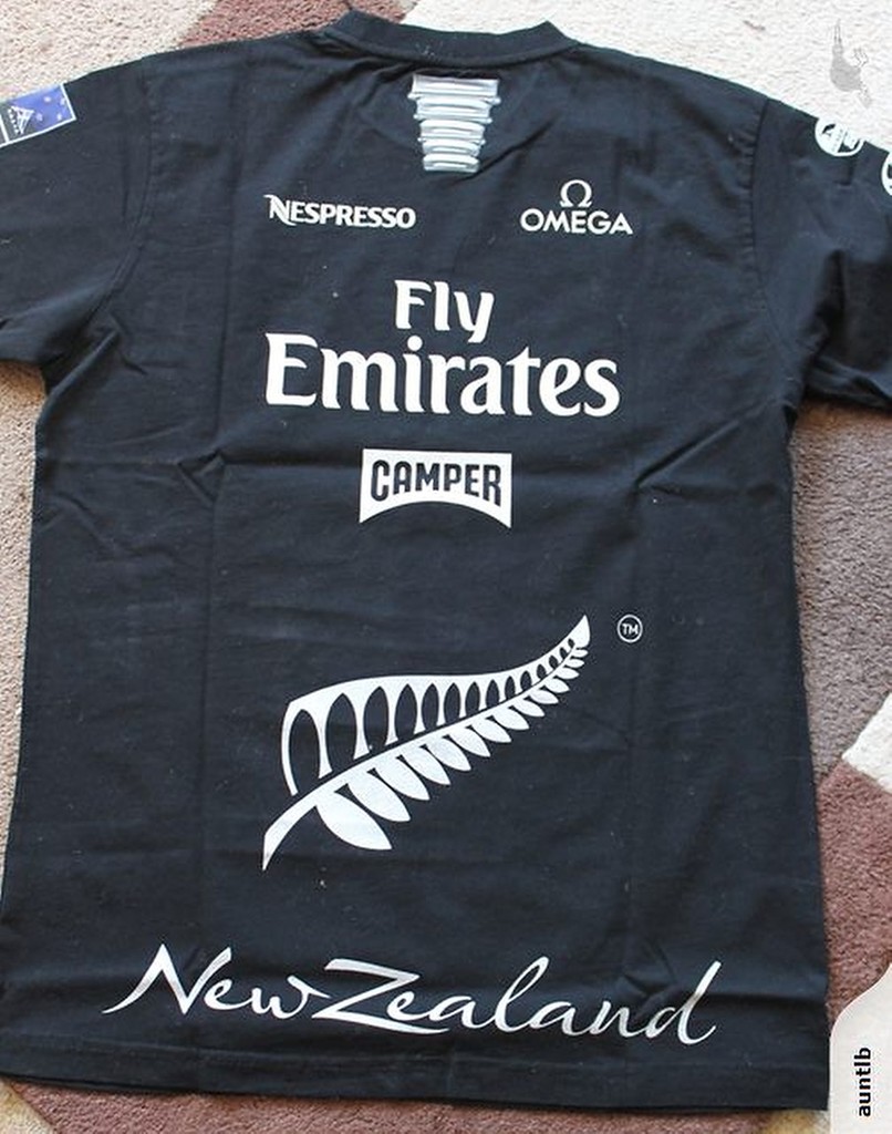 Back view - Emirates Team NZ signed shirt - proceeds to cancer charity © SW