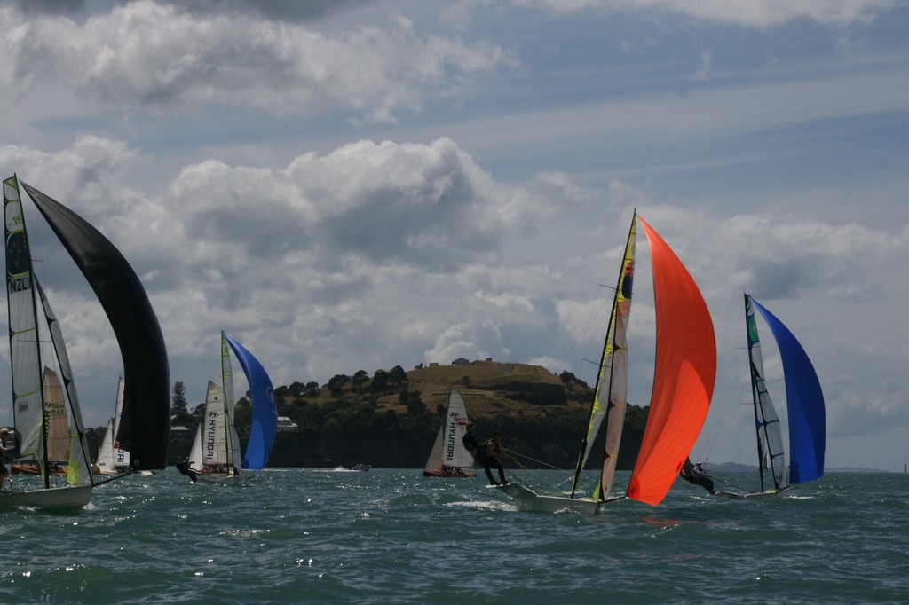 Close racing on a busy Auckland harbour photo copyright Karen Goldwater taken at  and featuring the  class