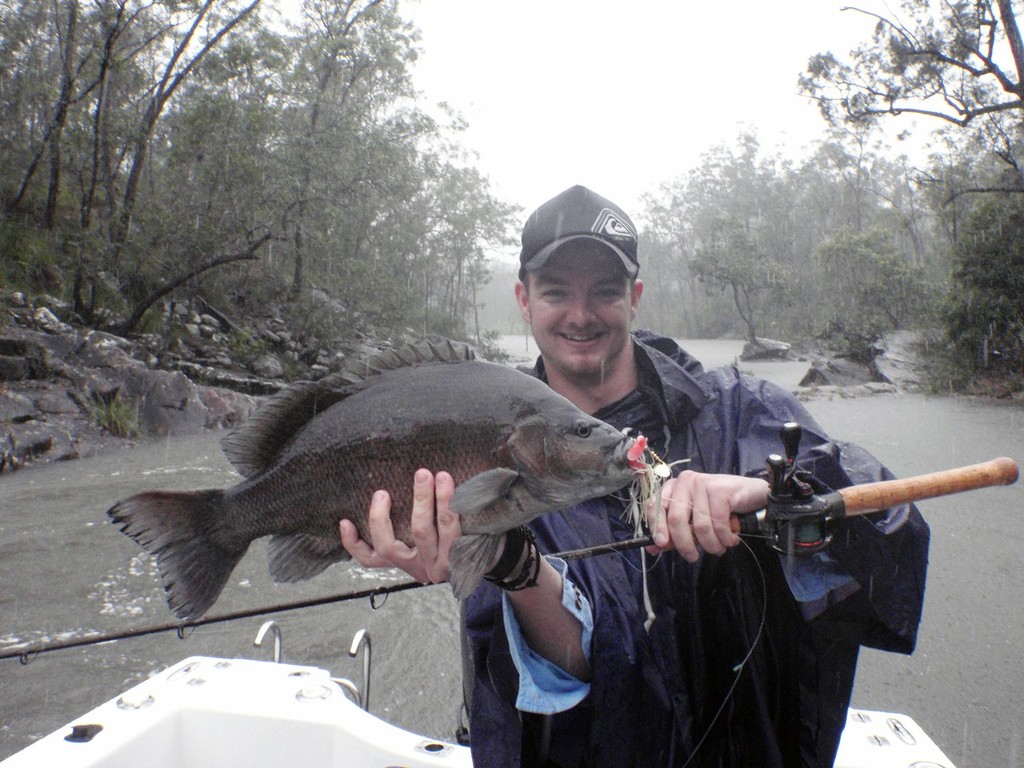 How's that for a fat football of a sooty grunter!  When the rains come these fish go off their heads in the impoundments. - Wet Season Awakening photo copyright Lee Brake taken at  and featuring the  class