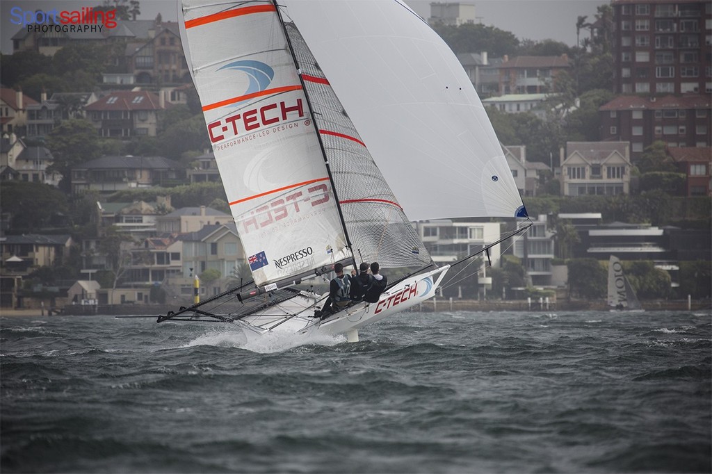 C-Tech finished in 2nd place 34 seconds behind Gotta Love It 7 in Heat 7  - 18ft Skiff JJ Giltinan Championships2013 - Race 7 photo copyright Beth Morley - Sport Sailing Photography http://www.sportsailingphotography.com taken at  and featuring the  class