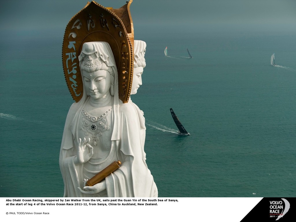 Volvo Ocean Race - Abu Dhabi Ocean Racing sails past the Guan Yin of the South Sea of Sanya photo copyright Paul Todd/Volvo Ocean Race http://www.volvooceanrace.com taken at  and featuring the  class