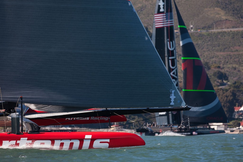 Artemis Racing and Oracle Team USA AC72 training in San Francisco Bay  in early February photo copyright Artemis Racing http://www.artemisracing.com taken at  and featuring the  class