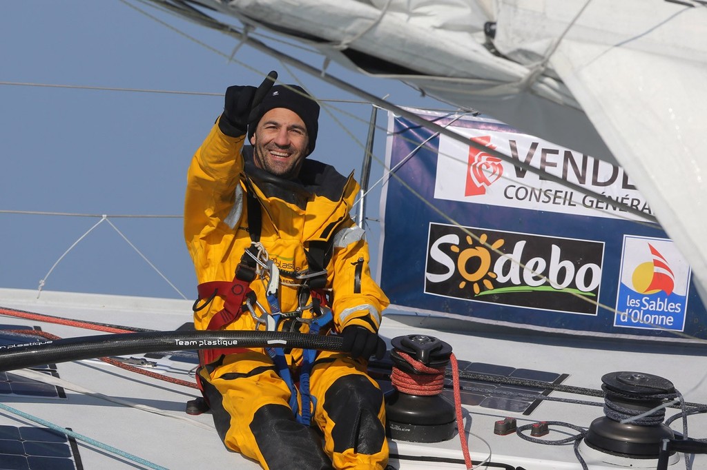 SAILING - VENDEE GLOBE 2012/2013 - LES SABLES D'OLONNE (FRA) - 22/02/13 - PHOTO JEAN MARIE LIOT / DPPI - VENDEE GLOBE FINISH FOR ALESSANDRO DI BENEDETTO (ITA) / TEAM PLASTIQUE -  104D 02J 34H 30MN photo copyright Jean-Marie Liot / DPPI / Vendée Globe http://www.vendeeglobe.org taken at  and featuring the  class