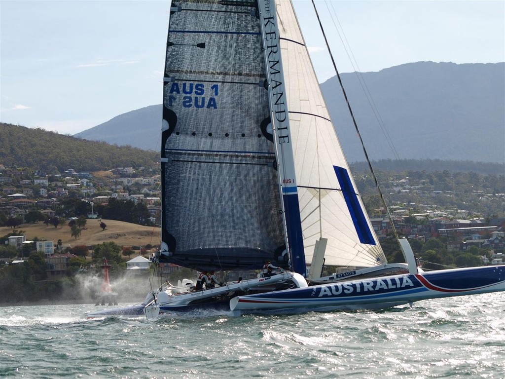 Team Australia on  way to the finish - New Sydney Hobart passage record holder Team Australia - blasts home photo copyright Jane Austin taken at  and featuring the  class