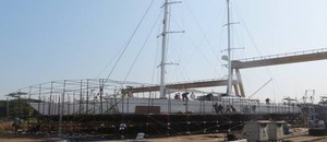 Shrink wrapping the Douce France. Day 1. photo copyright Yacht Solutions Ltd taken at  and featuring the  class