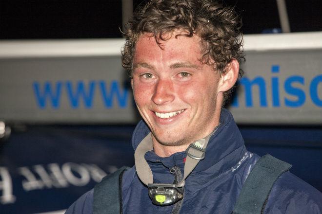 Artemis Offshore Academy skipper Jack Bouttell shortly after finishing the 305nm Solo Arrimer. Jack crossed the finish line 16th overall of 26 boats to claim the Rookie podium top spot, a great achievement in only the second race of his solo career.  © Guillaume Grange Audialog