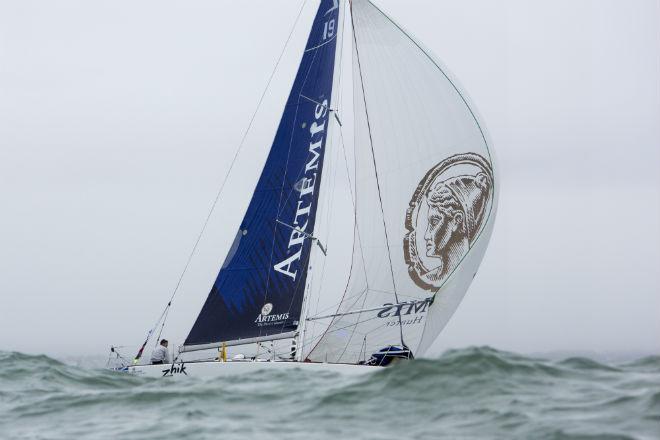 Artemis Offshore Academy graduate Henry Bomby raced his own Figaro 19, Zhik-Made for water, for the first time competing in the 305nm Solo Arrimer. Henry finished the race 18th overall, just ahead of fellow graduate Nick Cherry.  © Guillaume Grange Audialog