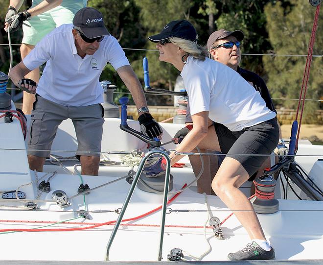 Trimming aboard Ocean Road as they worked up to the top for the first time. - Vicsail Pittwater Beneteau Cup ©  John Curnow