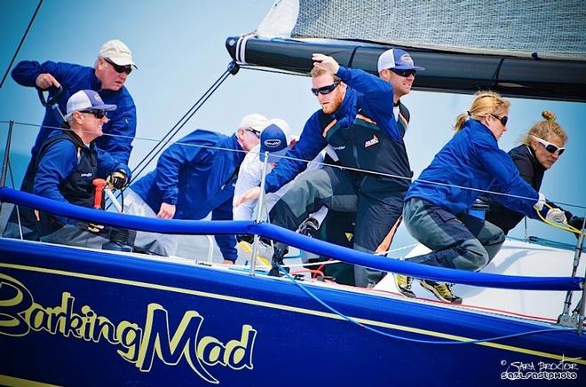 Skipper Jim Richardson and his team aboard Barking Mad stand second in the overall standings after two days of racing at the Farr 40 East Coast Championship.  © Sara Proctor http://www.sailfastphotography.com