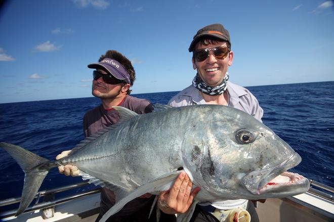 Even Giant Trevally are suckers for bait from time to time. © Jarrod Day