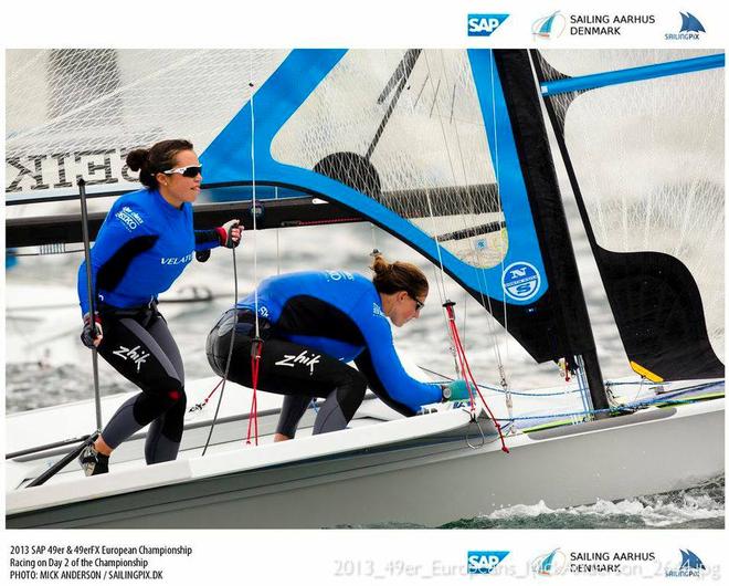 Alex Maloney and Molly Meech competing in the 49erFX event at the 2013 Europeans © Mick Anderson / Sailingpix.dk http://sailingpix.photoshelter.com/