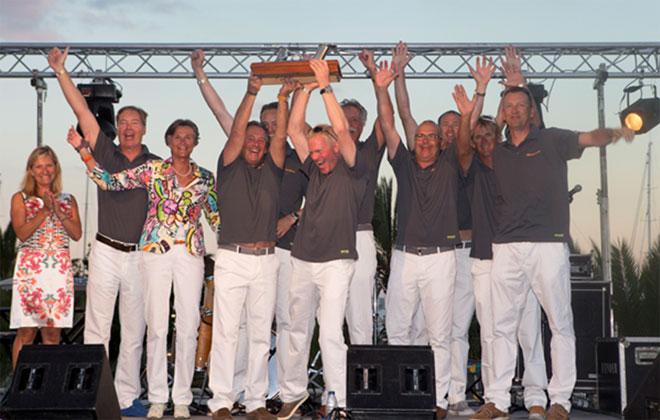 Superyacht Cup 2013 - Crew of Heartbeat collecting the Big Bent Cleat Trophy © Claire Matches http://www.clairematches.com