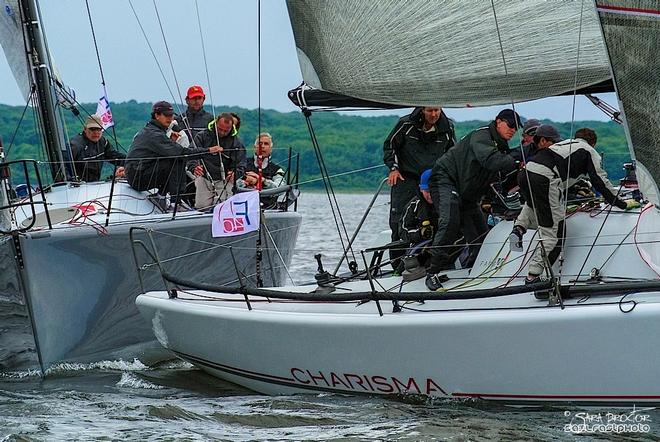 Flojito y Cooperando, the Mexican entry skippered by Julian Fernandez, narrowly misses the stern of Charisma (Nico Poons, Monaco) - Farr 40 Class at New York Yacht Club Annual Regatta © Sara Proctor http://www.sailfastphotography.com