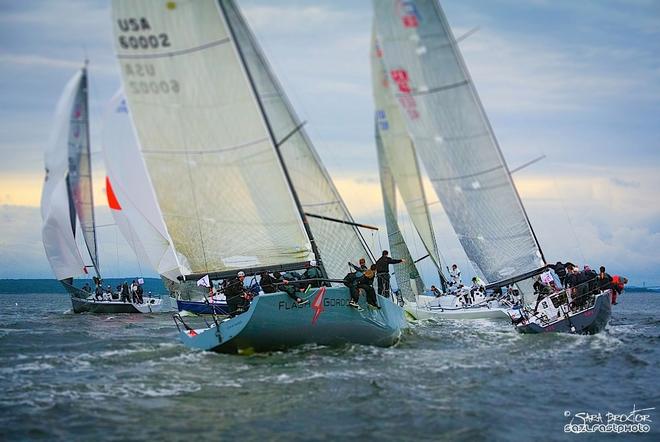 A group of five Farr 40-footers rounds the top mark in close proximity during the first day of racing at the New York Yacht Club Annual Regatta. - Farr 40 Class at New York Yacht Club Annual Regatta © Sara Proctor http://www.sailfastphotography.com