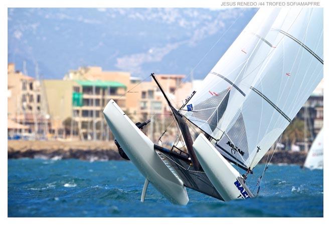 Nacra 17 training with strong winds - 44th Trofeo Princesa Sofia Mapfre © Jesus Renedo / Sofia Mapfre http://www.sailingstock.com