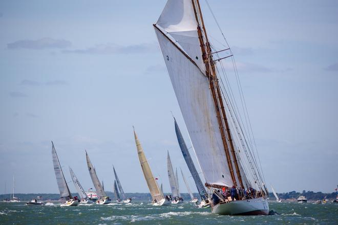 The Coral and fleet approach the race finish today at the J.P. Morgan Asset Management Round the Island Race. © onEdition http://www.onEdition.com