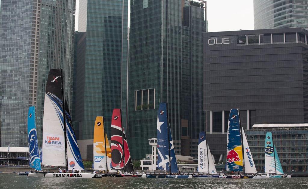 The Extreme Sailing Series 2013. Act2. Singapore. <br />
 © Lloyd Images http://lloydimagesgallery.photoshelter.com/